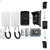 Kit Interfone Porteiro Eletrônico Para Sala Comercial Com 2 Pontos Internos Fechadura e Botoeira Kit Interfone Porteiro Eletrônico Para Sala Comercial Com 2 Pontos Internos Fechadura e Botoeira