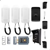 Kit Interfone Porteiro Residencial IPR 1010 Intelbras Com 2 Extensão de Audio