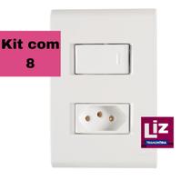 Kit Interruptor Com Tomada Liz 2P+T 10A Tramontina Com 8 Unidades Kit Interruptor Com Tomada Liz 2P+T 10A Tramontina Com 8 Unidades