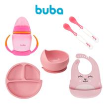 Kit Introdução Alimentação Buba Gumy 6 Peças Bebê Infantil Rosa