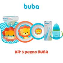 Kit Introdução Alimentar 5pçs Buba LEÃO Prato, Bowl, Babador, Colher silicone, Copo treinamento