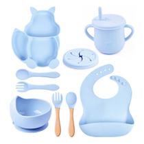 Kit Introdução Alimentar Alimentação Refeição Completa Para Bebê Crianças Infantil Prato Copo Talher Babador 10 Pçs