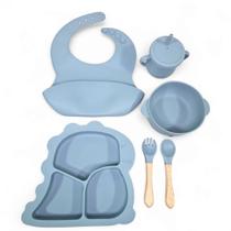Kit Introdução Alimentar Bebê 6 Peças Azul Dino - HK Baby