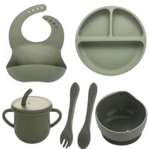 Kit Introdução Alimentar Bebê Silicone 8Pç Prato Copo Tigela