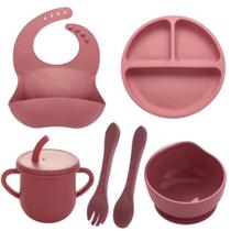 Kit Introdução Alimentar Bebê Silicone 8Pç Prato Copo Tigela