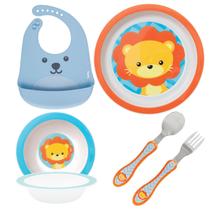 Kit Introdução Alimentar Buba com Pratinho Bowl Babador e Talheres Leão