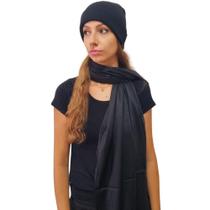 Kit Inverno: Cachecol Echarpe Elegante e Touca Básica Preta