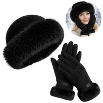 Kit Inverno Feminino Gorro Térmico e Luvas Touchscreen com Pelinho (1 Kit)
