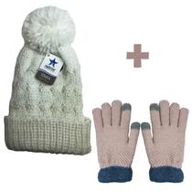 Kit Inverno Feminino Luva Frio Touch Screen E Touca Tricôt