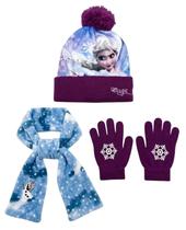 Kit Inverno Infantil Criança Frozen Personagem Boneca Menina Princesa Elsa E Boneco De Neve Olaf Disney Touca, Luvas e Cachecol