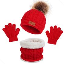 Kit inverno infantil gorro cachecol luva bebê touca de lã
