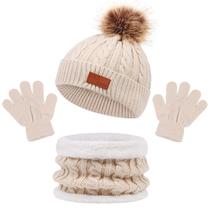 Kit inverno infantil gorro cachecol luva bebê touca de lã