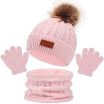 Kit inverno infantil gorro cachecol luva bebê touca de lã