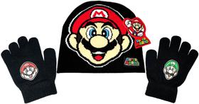 Kit Inverno Infantil Menino Personagem Super Mario Bros Nintendo: Touca Gorro + Luvas