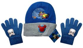 Kit Inverno Infantil Mickey Mouse No Carrinho Carro De Corrida Azul Royal Disney Touca e Luvas Kit Inverno Infantil Mickey Mouse No Carrinho Carro De Corrida Azul Royal Disney Touca e Luvas