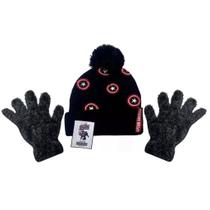Kit Inverno Infantil Personagem Capitão América Vingadores Marvel Touca Gorro Luvas