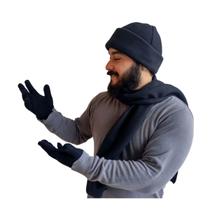 Kit inverno masculino soft touca cachecol luva