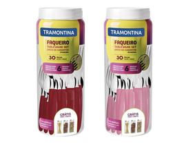 Kit Ipanema Rosa/Vermelho Tramontina Lâminas Aço Inox 60 Pçs