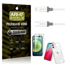 Kit iPhone 12 Mini 5.4 Cabo Tipo C Lightning HS130 + Capinha + Película 3D - Armyshield