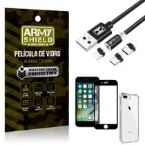 Kit iPhone 8 Plus Cabo Magnético 2 Metros + Capinha + Película 3D - Armyshield