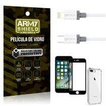 Kit iPhone 8 Plus Cabo Tipo C Lightning HS130 + Capinha + Película 3D - Armyshield