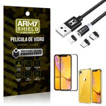 Kit iPhone XR 6.1 Cabo Magnético 2 Metros + Capinha + Película 3D - Armyshield