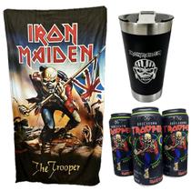 Kit Iron Maiden 3 Cervejas Trooper + Toalha + Copo 500ml