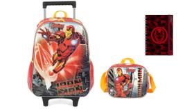 Kit Iron Man Avengers Mochila Rodinha + Lancheira +