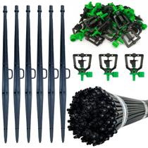 Kit Irrigação Micro Aspersor Bailarina Completo - 100 Peç IM-MAX Estaca Ponta 8mm Ideal para Estufa, Jardim e Pomar