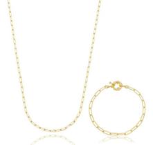 Kit Isabela - Colar 45 cm + Pulseira Corrente Elos banhado em ouro 18k