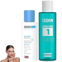 Kit Isdin Sabonete Liquido Acniben Ureadin Bath Gel Banho Altamente Hidratante Limpeza Facial Oil