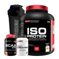 Kit Iso Protein 2Kg Bau+Creatina+Bcaa+Coquetele-Bodybuilders