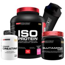 Kit Iso Protein 2kg + Power Creatina 100g + Glutamina 100% 300g + Coqueteleira - Bodybuilders