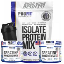 Kit Isolate Whey Protein Mix 2x Creatina Shaker Profit