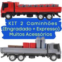 Kit Iveco Tector 2 Unidades - Caminhão De Bebidas + Caminhão Expresso - Usual Brinquedos