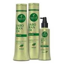 Kit Jaborandi Antiqueda Haskell (3 itens) Shampoo e Condicionador 500ml + Tônico Fortalecedor 120ml Tratamento Queda