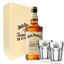 Kit Jack Daniels Honey 1L Edição Limitada + 2 Copos de Vidro