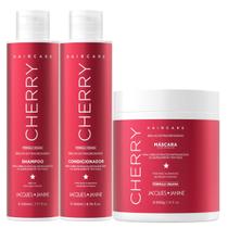 Kit Jacques Janine Hair Care Cherry Shampoo 230ml Condicionador 200ml Máscara 400g Kit Jacques Janine Hair Care Cherry Shampoo 230ml Condicionador 200ml Máscara 400g