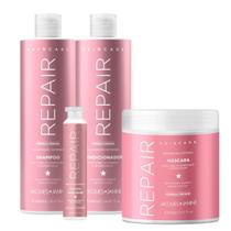 Kit Jacques Janine Hair Care Repair Shampoo 450ml Condicionador 440ml Máscara 400g Ampola 45g Kit Jacques Janine Hair Care Repair Shampoo 450ml Condicionador 440ml Máscara 400g Ampola 45g