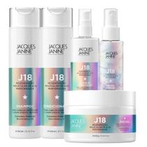 Kit Jacques Janine J18 Shampoo Condicionador 240ml Máscara 240g Leave-In 118ml Bruma Glow 120ml