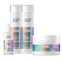 Kit Jacques Janine J18 Shampoo Condicionador 240ml Máscara Hidratação 240g Leave-In Termoativo 118ml