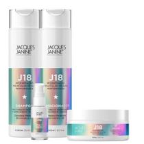 Kit Jacques Janine J18 Shampoo Condicionador 240ml Máscara Hidratação 80g Leave-In Termoativo 30ml Kit Jacques Janine J18 Shampoo Condicionador 240ml Máscara Hidratação 80g Leave-In Termoativo 30ml