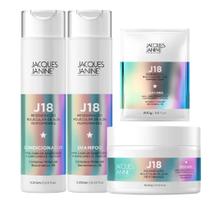 Kit Jacques Janine J18 Shampoo Sem Sal 240ml Condicionador 240ml Máscara Hidratação 240g Sachê 30g