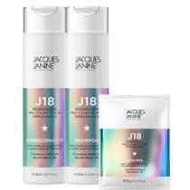 Kit Jacques Janine J18 Shampoo Sem Sal 240ml Condicionador 240ml Sachê Hidratação Creme 30g