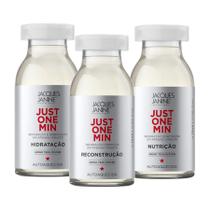 Kit Jacques Janine Just One Min Ação Imediata 3 Ampolas Cronograma Capilar Hidratação Nutrição Reconstrução