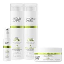 Kit Jacques Janine Mega Volume Shampoo Condicionador 240ml Máscara 80g Spray Finalizador 60ml