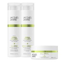 Kit Jacques Janine Mega Volume Shampoo Sem Sal Condicionador Leave-In 240ml Máscara Hidratação 80g