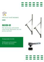 Kit Janela Maxim Ar - Braço 25cm - C/ Fecho - Madeira e Alumínio