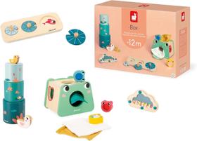 Kit Janod Box Brinquedos Sensoriais Madeira Educativos Desenvolvimento Infantil +12 Meses