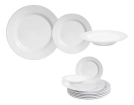 Kit Jantar Completo Prato Raso e Fundo Melamina 18 pçs